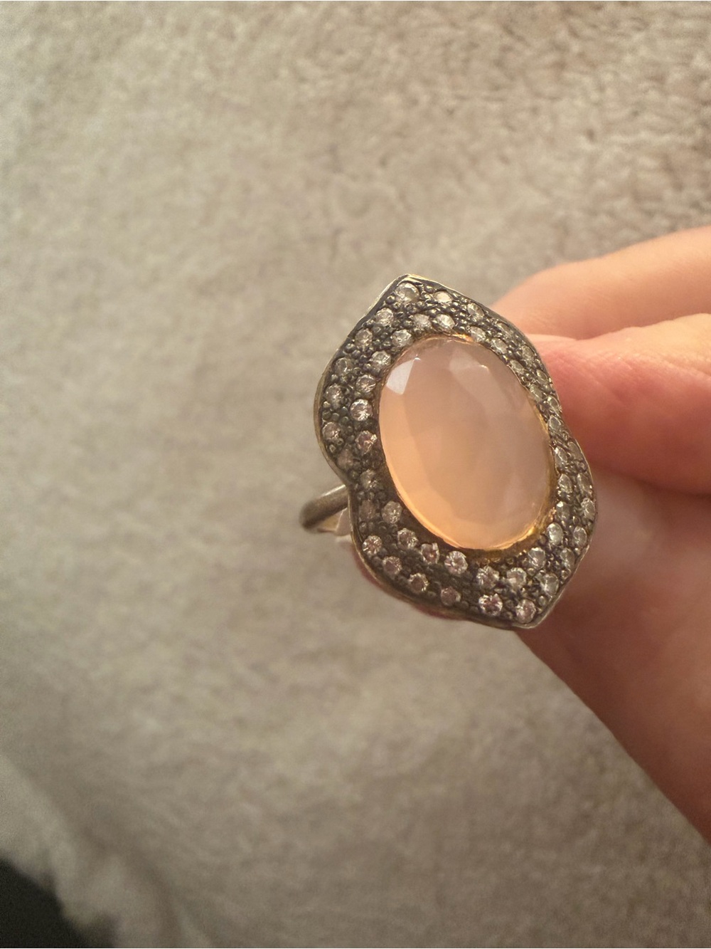 Pink QUARTZ, Swarovski Halo Cocktail Ring - Women Jewelry SIZE 9 new!